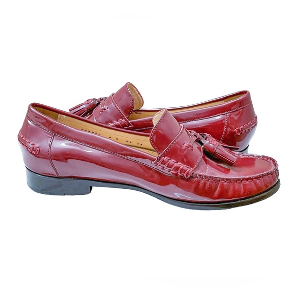 Cole Haan Bright Red Patent Leather Moccassin Loafers - Picture 3 of 7